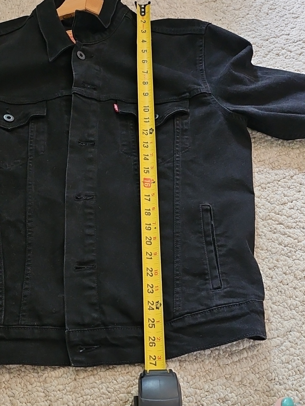 Levi"s All Black Trucker Jacket Men's Large - Picture 6 of 8